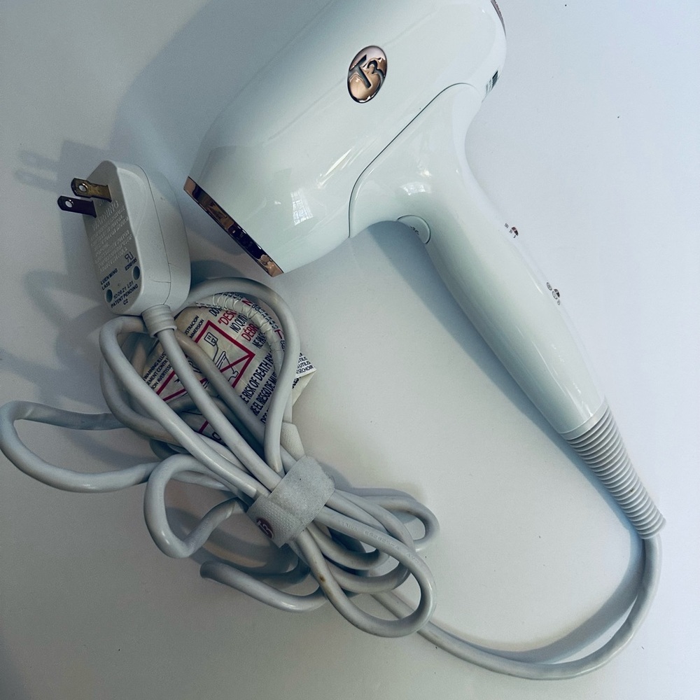 T3 Fit Compact-  White and Rose Gold Hair Dryer - Picture 2 of 4